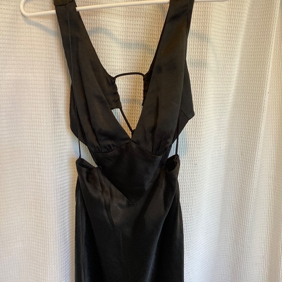 Parallel Lines cut out satin slip midi dress in black - Picture 6 of 6